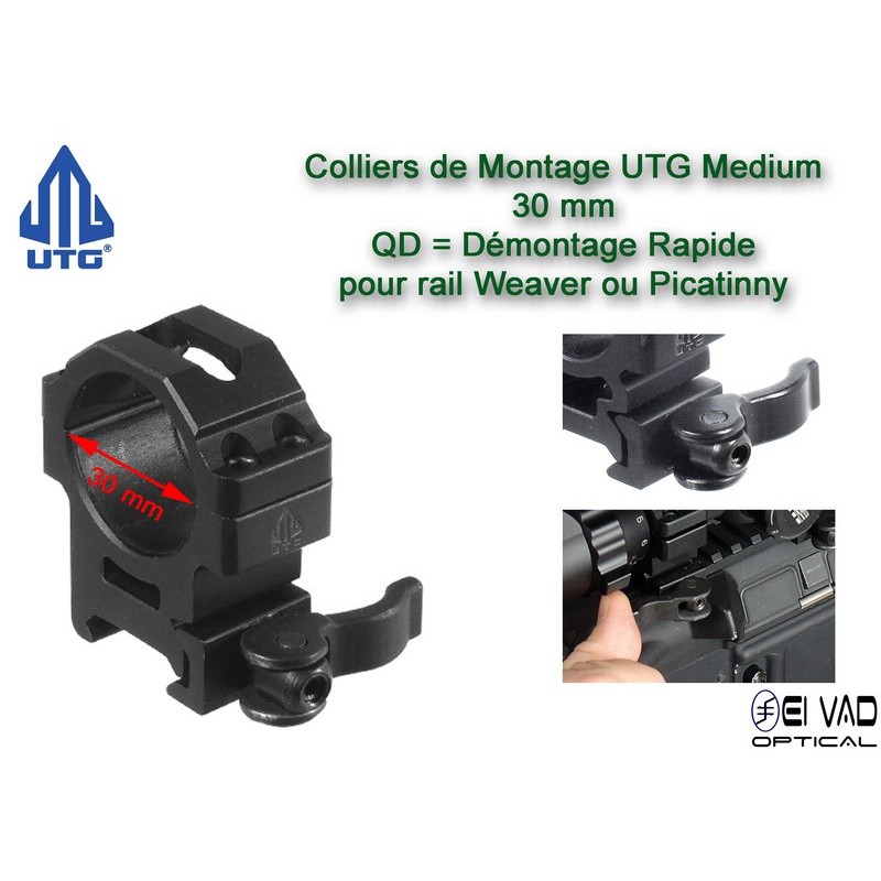 Colliers UTG Medium QD - 30 mm pour rail de 21 mm