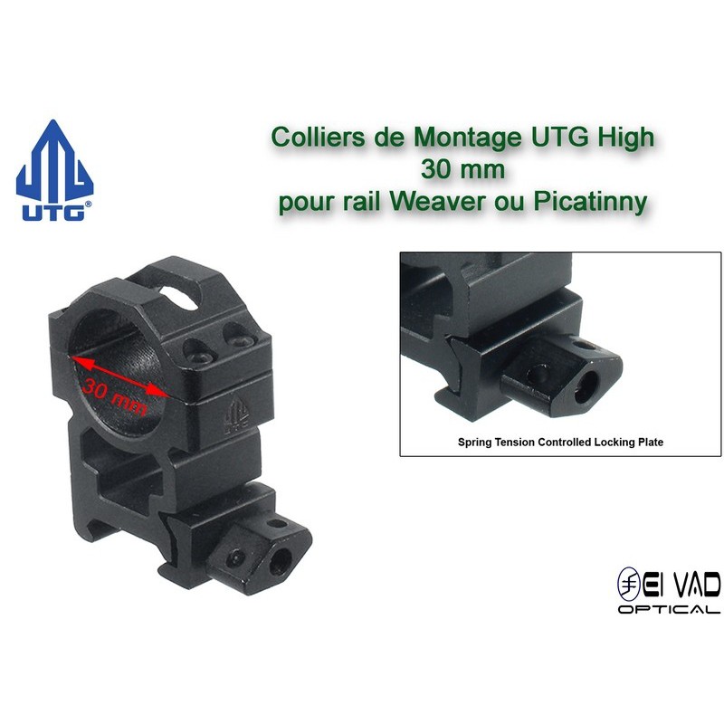 Colliers UTG High pour lunette - 30 mm pour rail Weaver (21 mm)