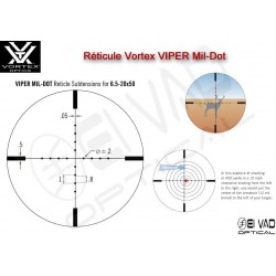 Lunette VORTEX Viper 6,5-20x50 PA - Réticule Mil-Dot