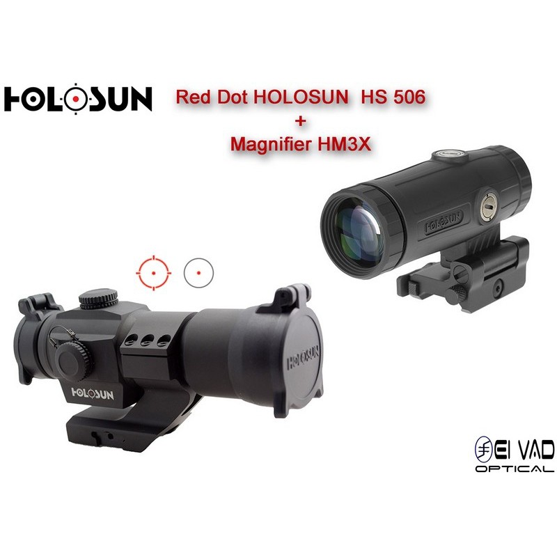 Pack Holosun 2 - Point Rouge HS 506 + Magnifier HM3X