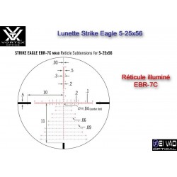 Lunette VORTEX Strike Eagle 5-25x56 FFP - Réticule EBR-7C Mrad