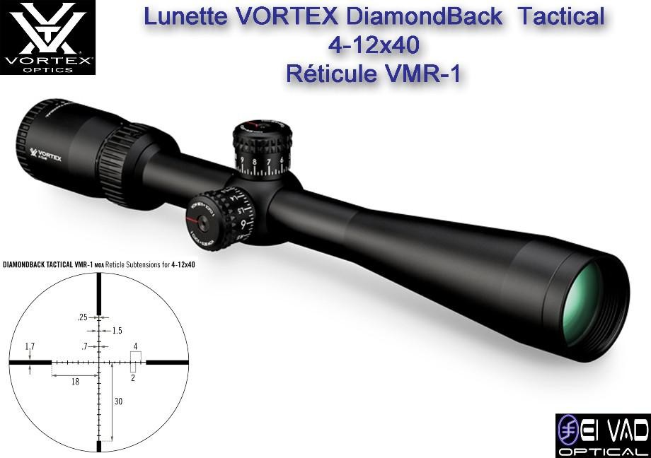 Lunette VORTEX DiamondBack Tactical 4-12x40 - Réticule VMR-1