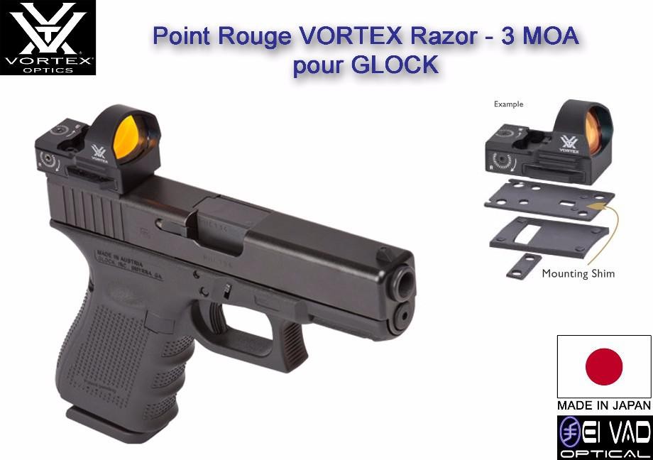 Point Rouge VORTEX Razor - 3 MOA - Pour Glock