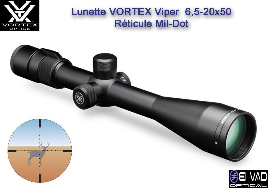 Lunette VORTEX Viper 6,5-20x50 PA - Réticule Mil-Dot