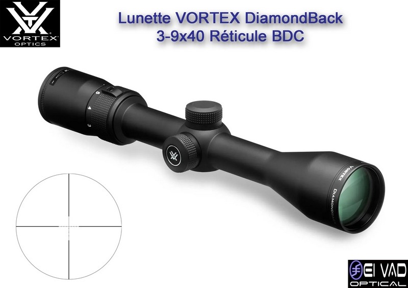 Lunette VORTEX DiamondBack 3-9x40 - Réticule Dead-Hold BDC