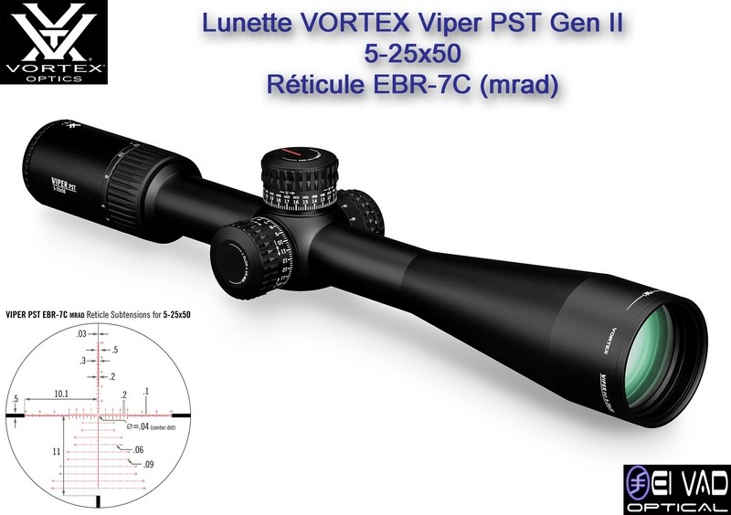 Lunette VORTEX Viper PST Gen II 5-25x50 FFP pour TLD