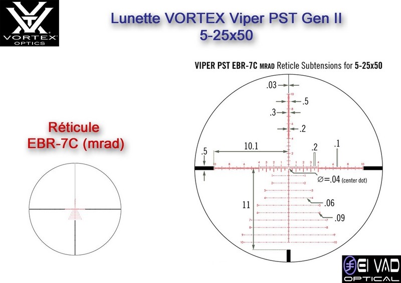 Lunette VORTEX Viper PST Gen II 5-25x50 FFP pour TLD