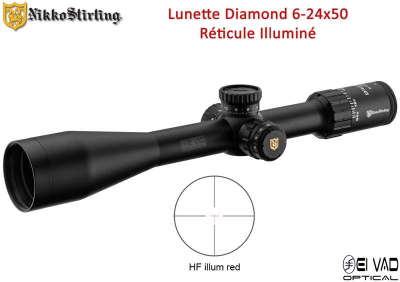 Lunette Nikko Stirling Diamond 6-24x50 - Réticule Hold Fast - TLD