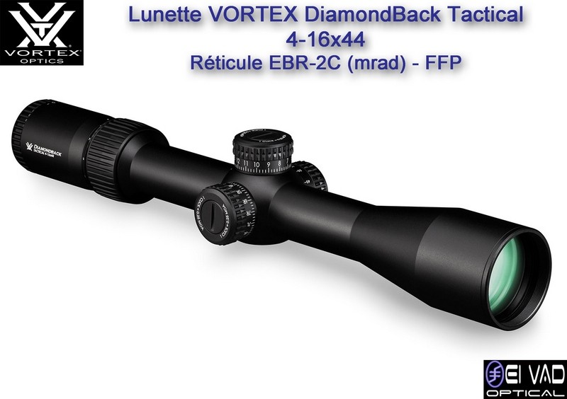 Lunette VORTEX DiamondBack Tactical 4-16x44 FFP - Réticule EBR-2C