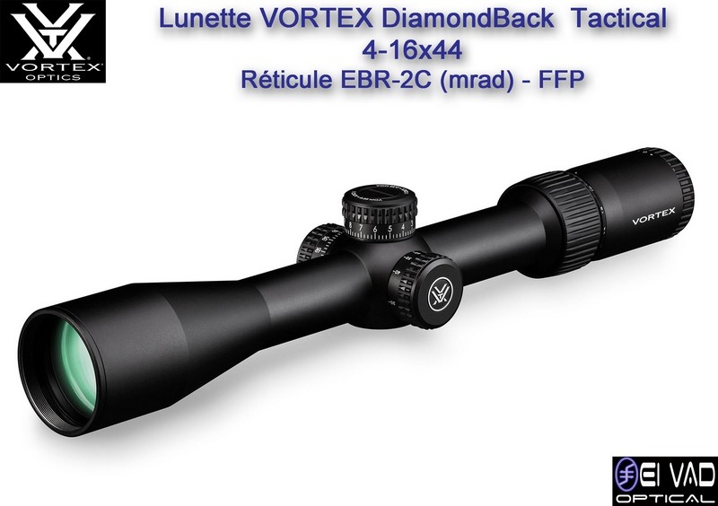 Lunette VORTEX DiamondBack Tactical 4-16x44 FFP - Réticule EBR-2C