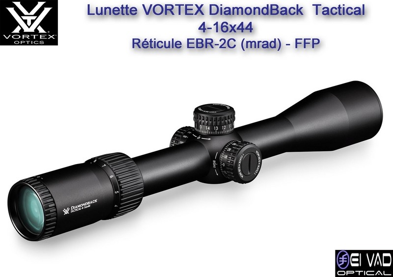 Lunette VORTEX DiamondBack Tactical 4-16x44 FFP - Réticule EBR-2C