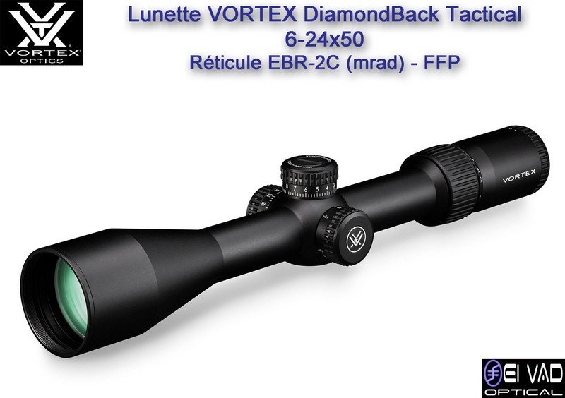 Lunette VORTEX DiamondBack Tactical 6-24x50 FFP - Réticule EBR-2C