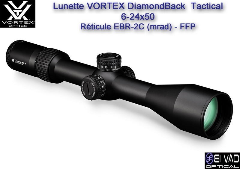 Lunette VORTEX DiamondBack Tactical 6-24x50 FFP - Réticule EBR-2C