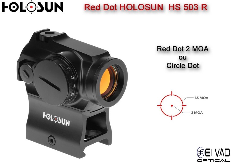 Point Rouge HOLOSUN HS 503 R - Point 2 MOA ou Cercle 65 MOA