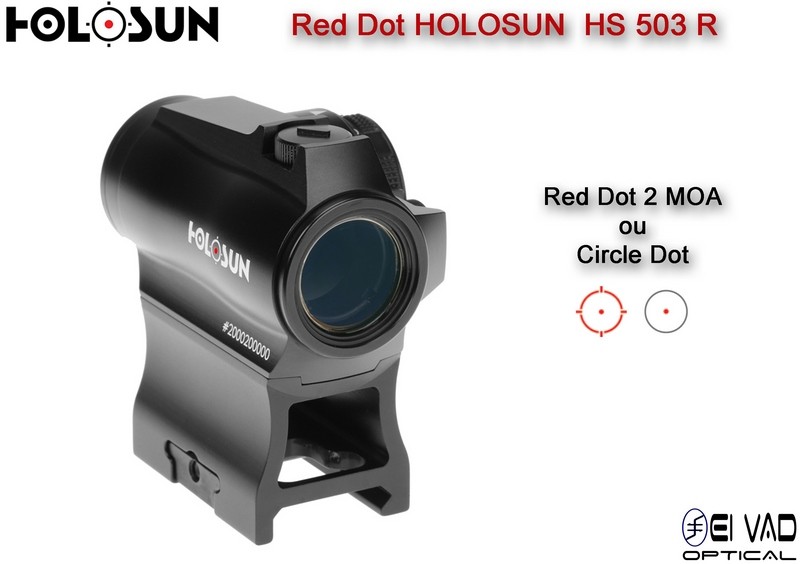 Point Rouge HOLOSUN HS 503 R - Point 2 MOA ou Cercle 65 MOA