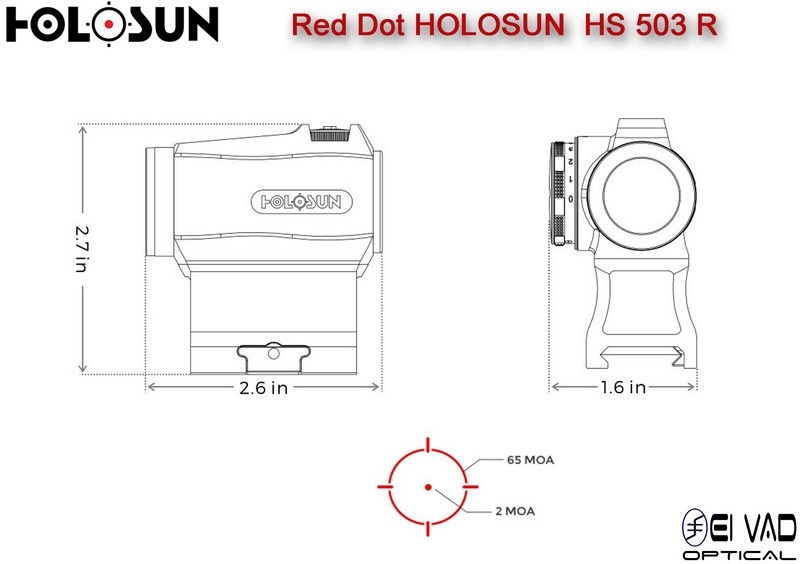 Point Rouge HOLOSUN HS 503 R - Point 2 MOA ou Cercle 65 MOA
