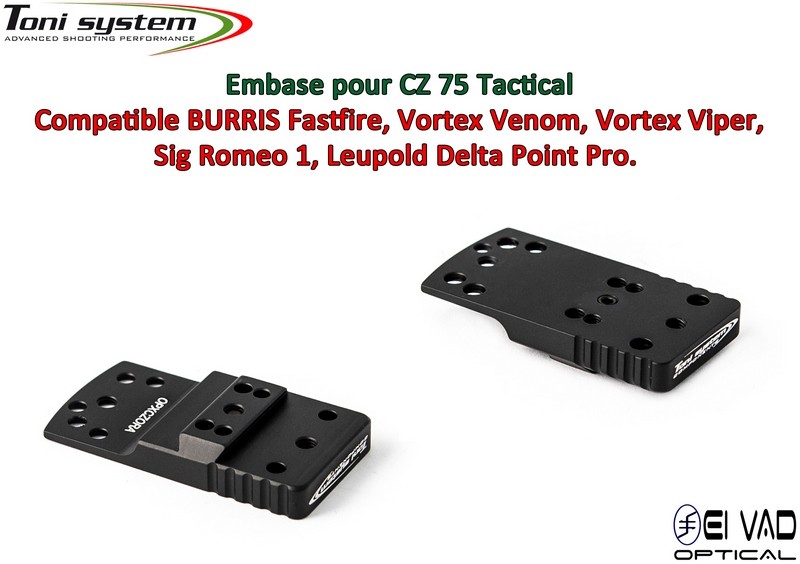 Embase TS pour CZ 75 Tactical Version A - Compatible Fastfire 3, Vortex Venom, Sig Romeo 1