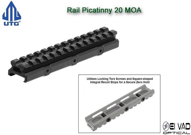 UTG - Rail Picatinny réhausseur 20 MOA