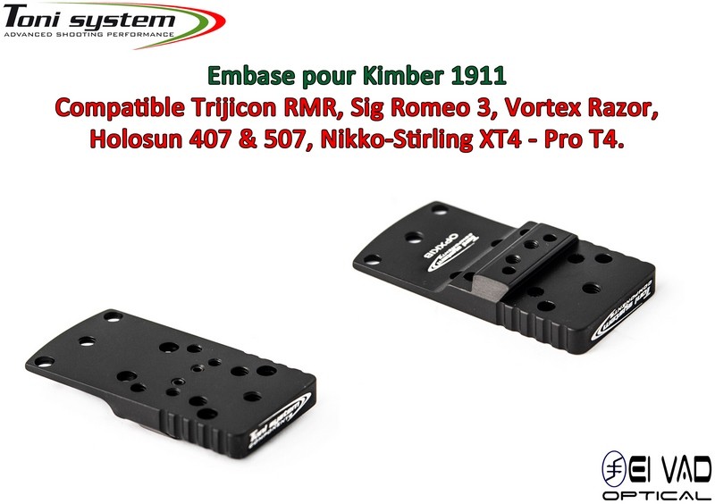 Embase TS pour Kimber 1911 Version B - Compatible Trijicon RMR, Vortex Razor, Holosun 407C & 507C