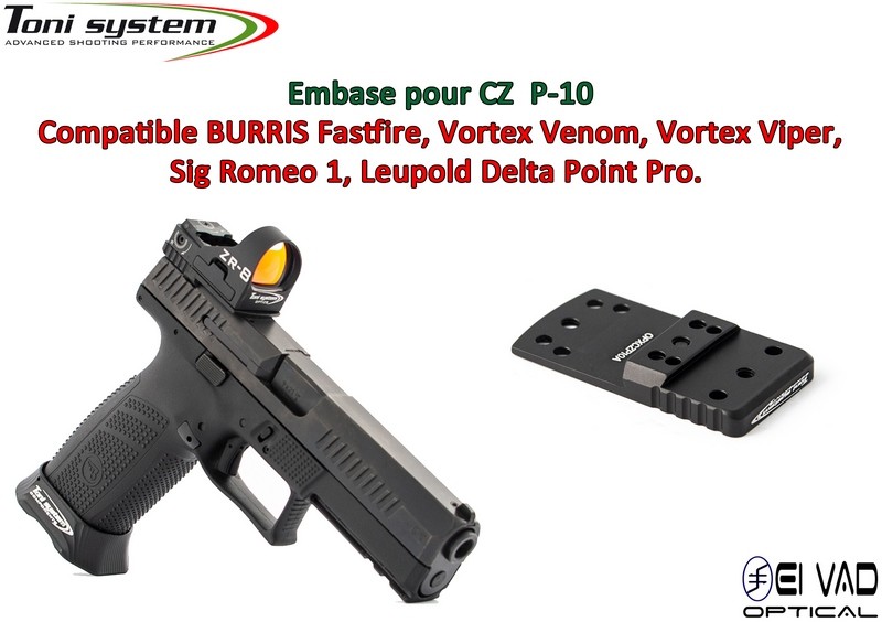 Embase TS pour CZ P10 Version A - Compatible Fastfire 3, Vortex Venom, Sig Romeo 1