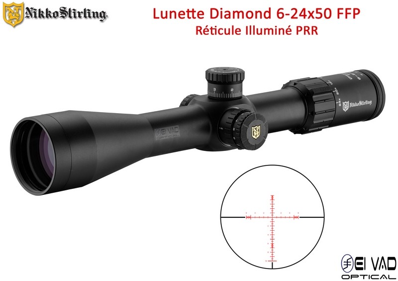 Lunette Nikko Stirling Diamond FFP 6-24x50 - Réticule PRR - 34 mm