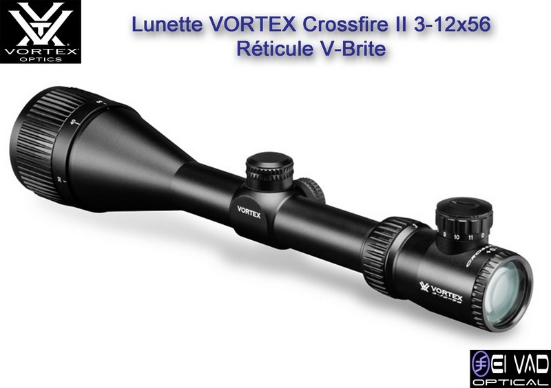 Lunette VORTEX Crossfire II 3-12x56 AO - Réticule lumineux V-Brite