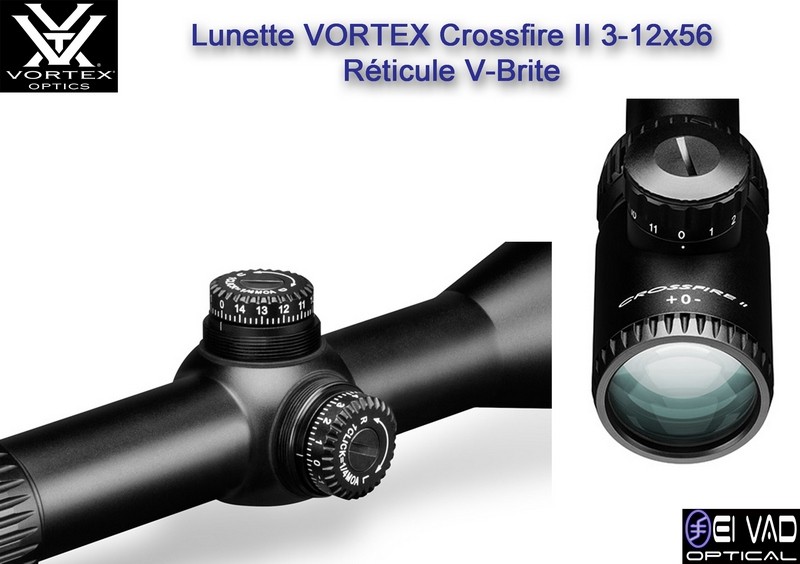 Lunette VORTEX Crossfire II 3-12x56 AO - Réticule lumineux V-Brite