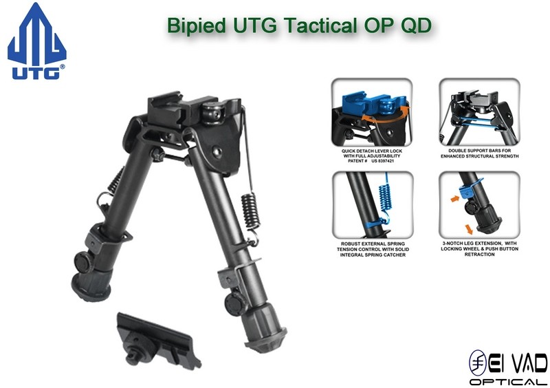 Bipied UTG Tactical QD pour rail picatinny ou grenadière