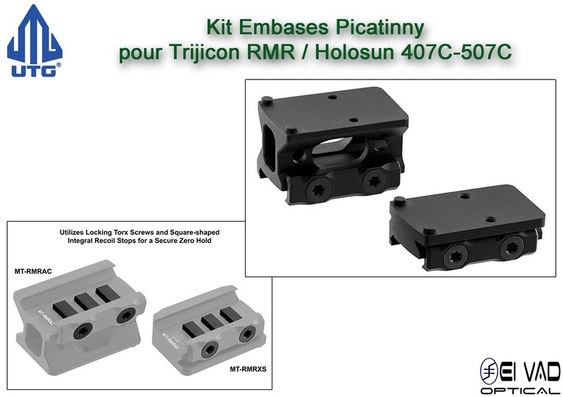 UTG - Kit Embases pour Trijicon RMR - Holosun 407C & 507C