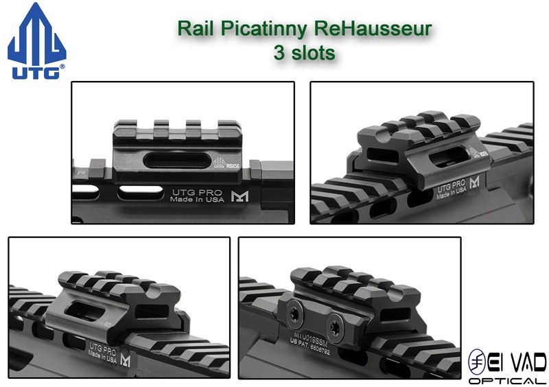 UTG - Rail Picatinny Réhausseur pour point rouge - 0,5 inch