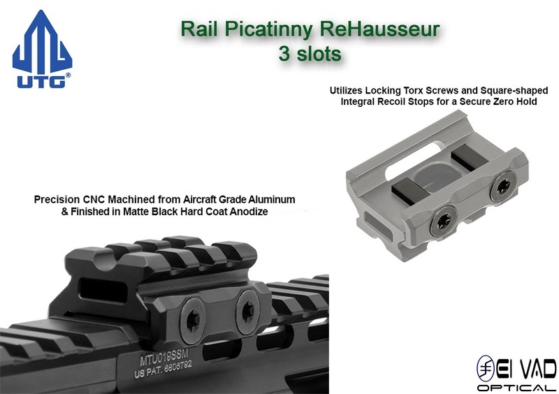UTG - Rail Picatinny Réhausseur pour point rouge - 0,5 inch