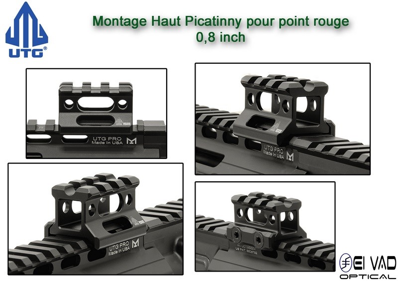 UTG - Montage Picatinny Haut pour point rouge - 0,8 inch