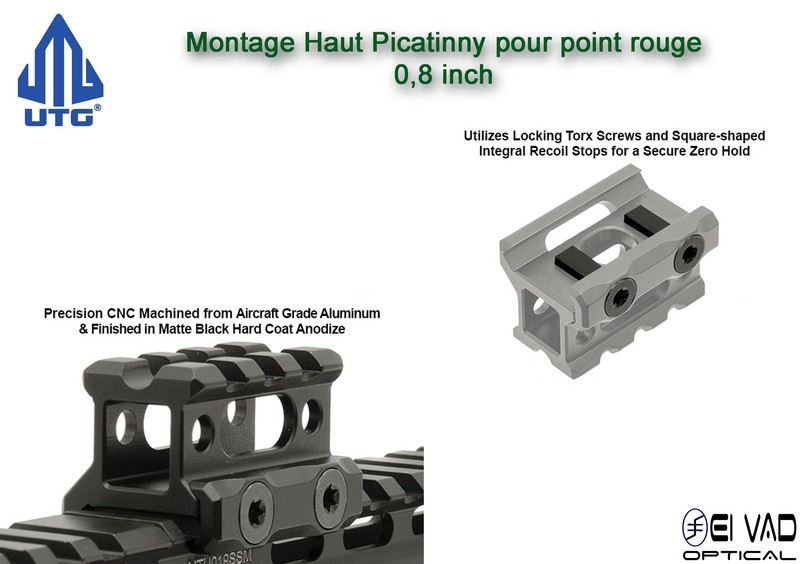 UTG - Montage Picatinny Haut pour point rouge - 0,8 inch