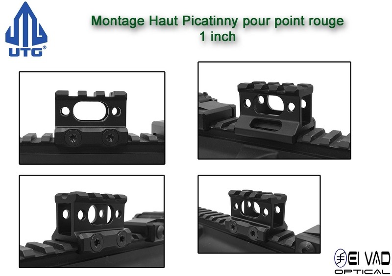 UTG - Montage Picatinny Haut pour point rouge - 1 inch