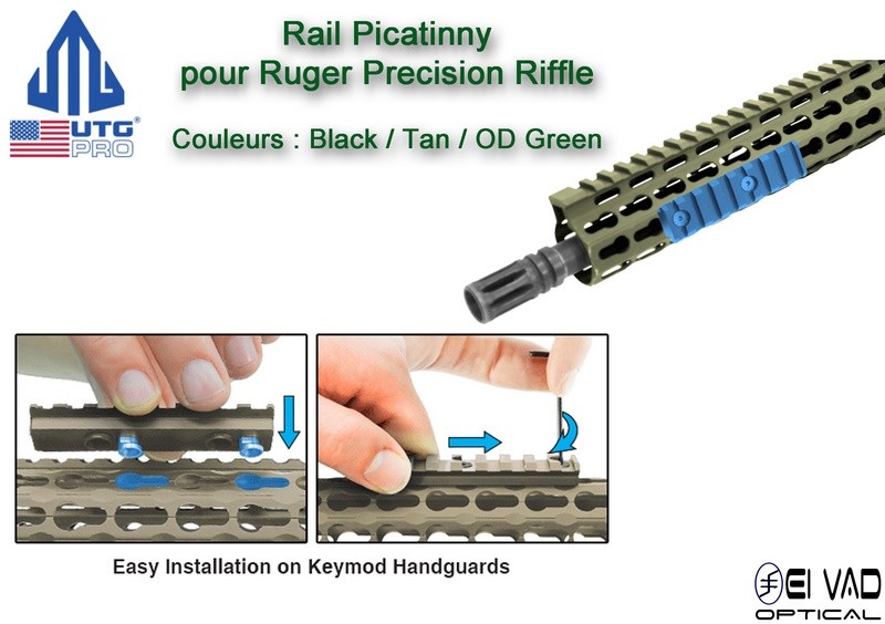 UTG - Rail Picatinny pour garde main Keymod Black - Ruger Precision Rifle ou AR-15