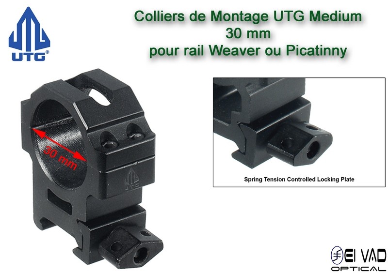 Colliers UTG Medium pour lunette - 30 mm pour rail Weaver (21 mm)