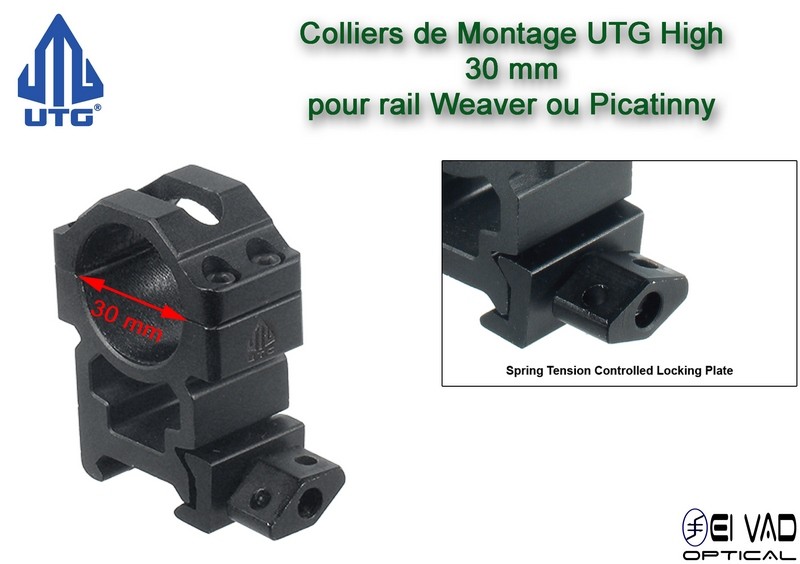 Colliers UTG High pour lunette - 30 mm pour rail Weaver (21 mm)