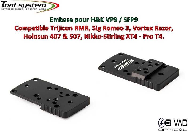 Embase TS pour H&K VP9 / SFP9 Version B - Compatible Trijicon RMR, Vortex Razor, Holosun 407C & 507C