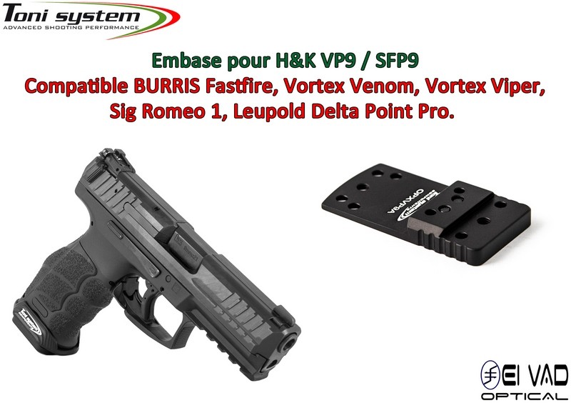 Embase TS pour H&K VP9 / SFP9 Version A - Compatible Fastfire 3, Vortex Venom, Sig Romeo 1