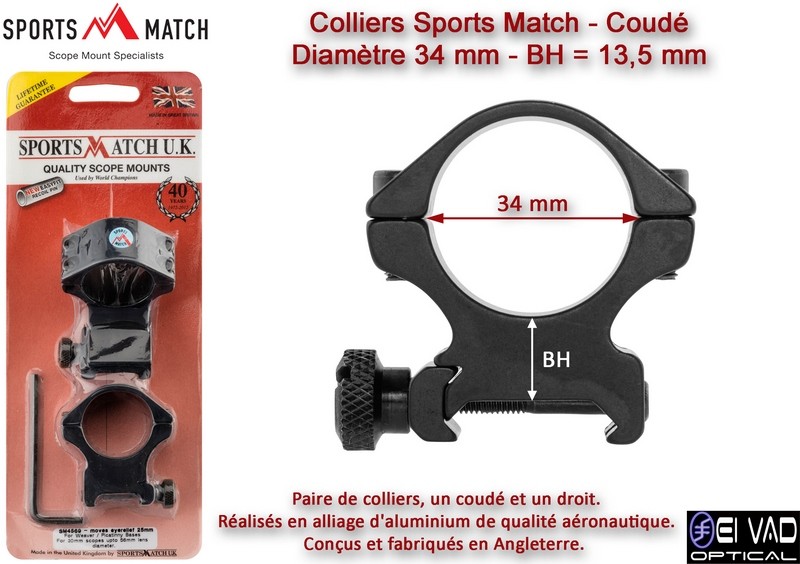 Colliers coudés Sports Match - Diamètre 34 mm