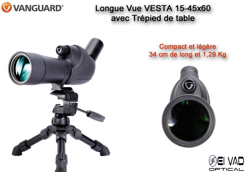 Longue Vue Vanguard VESTA 15-45x60 avec Trépied de table