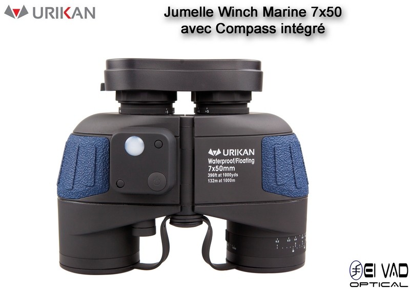 Jumelle URIKAN Marine Winch 7x50 avec compas intégré