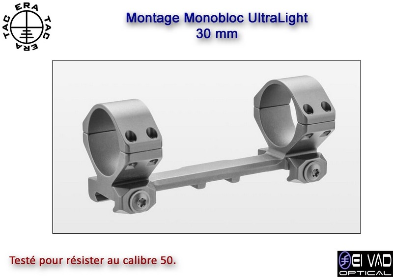 Montage Monobloc ERA-TAC UltraLight 30 mm - Inclinaison 0 ou 20 MOA