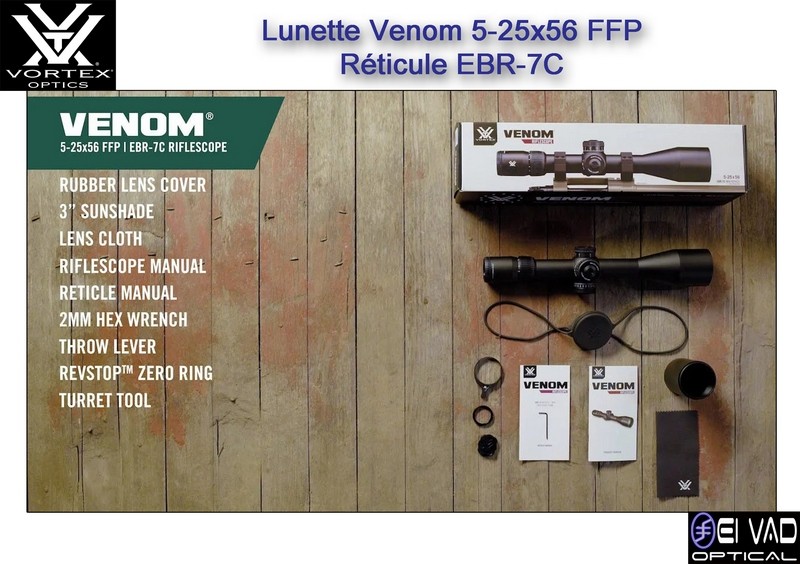 Lunette VORTEX Venom 5-25x56 FFP - Réticule EBR-7C Mrad