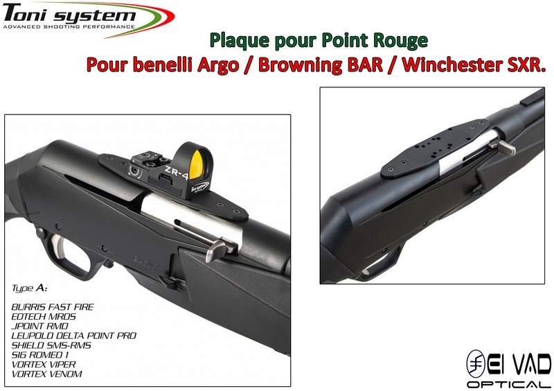 Plaque Toni System pour Point Rouge – Benelli Argo, Browning BAR, Winchester SXR – Version A