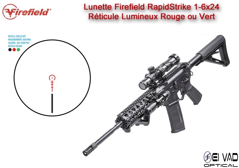 Pack Complet - Lunette Tactique Firefield RapidStrike 1-6x24