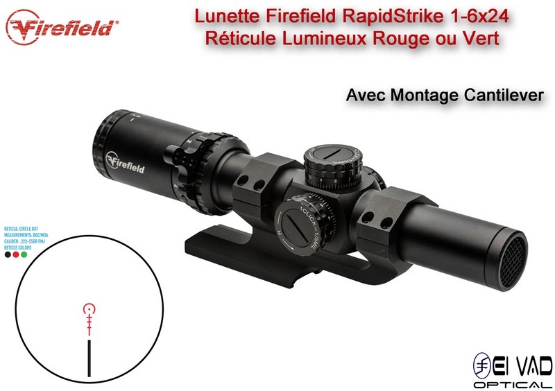 Pack Complet - Lunette Tactique Firefield RapidStrike 1-6x24