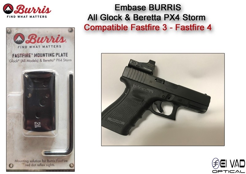 Embase BURRIS pour Glock & Beretta PX4 Storm - Compatible Fastfire 3 - Fastfire 4