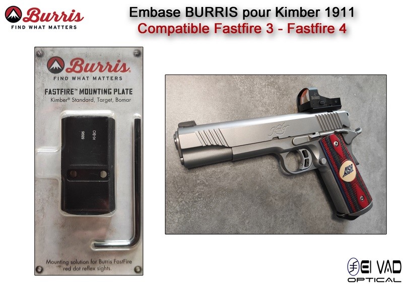 Embase BURRIS pour Kimber 1911 - Compatible Fastfire 3 - Fastfire 4