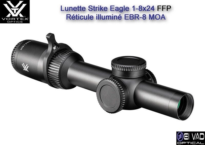 Lunette VORTEX Strike Eagle 1-8x24 FFP Gen 3 - Réticule EBR-8 MOA